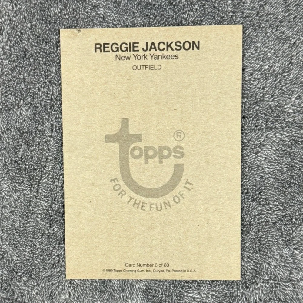 1980 Topps Reggie Jackson New York Yankees Card 6 of 60 5x7 Vintage Baseball - Picture 2 of 4